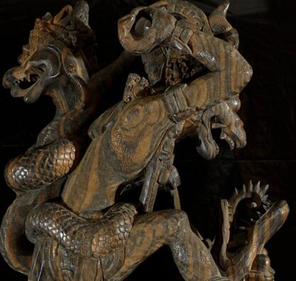 Rare Macassar Ebony Statue of Hanuman and Naga - Image 2